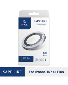 ฟิล์มกระจกกันรอยเลนส์กล้อง Sapphire สำหรับ iPhone 15/15 Plus สีฟ้า จากแบรนด์ IMOS
