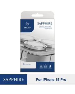ฟิล์มกระจกกันรอยเลนส์กล้อง Sapphire PVD Stainless สำหรับ iPhone 15 Pro สี Silver จากแบรนด์ IMOS