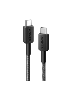 สายชาร์จ Anker 322 USB-C to USB-C Cable สีดำ จากแบรนด์ ANKER สามารถชาร์จได้อย่างรวดเร็ว ทนทานต่อการโค้งงอได้มากถึง 12,000 ครั้ง สำหรับ iPhone, iPad, AirPods