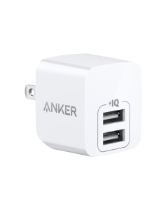 หัวชาร์จ Anker PowerPort Mini สีขาว ขาปลั๊กพับเก็บได้ สามารถชาร์จอุปกรณ์ 2 เครื่องพร้อมกันได้ สำหรับ iPhone X / 8/7 / Plus, iPad Pro/Air 2 / Mini 4, Samsung