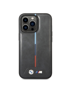 เคสกันกระแทก M MagSafe Quilted Pu Hot Stamped Tricolor Stripe Printed Logo สำหรับ iPhone 15 Pro Max สี Grey จากแบรนด์ BMW ปกป้องอุปกรณ์ของคุณด้วยสไตล์ที่หรูหรา คลาสสิก และ สง่างาม